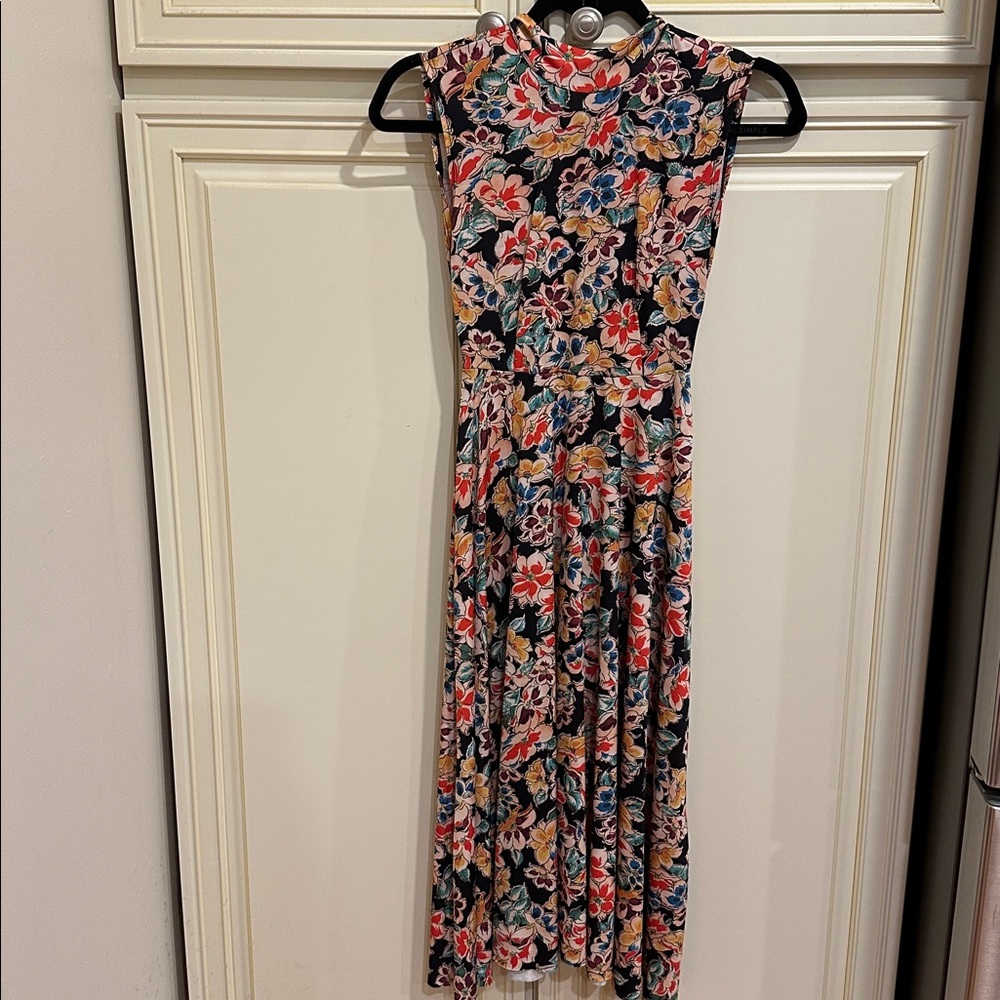 Zara Black Floral Maxi Dress with Multi-Color Print